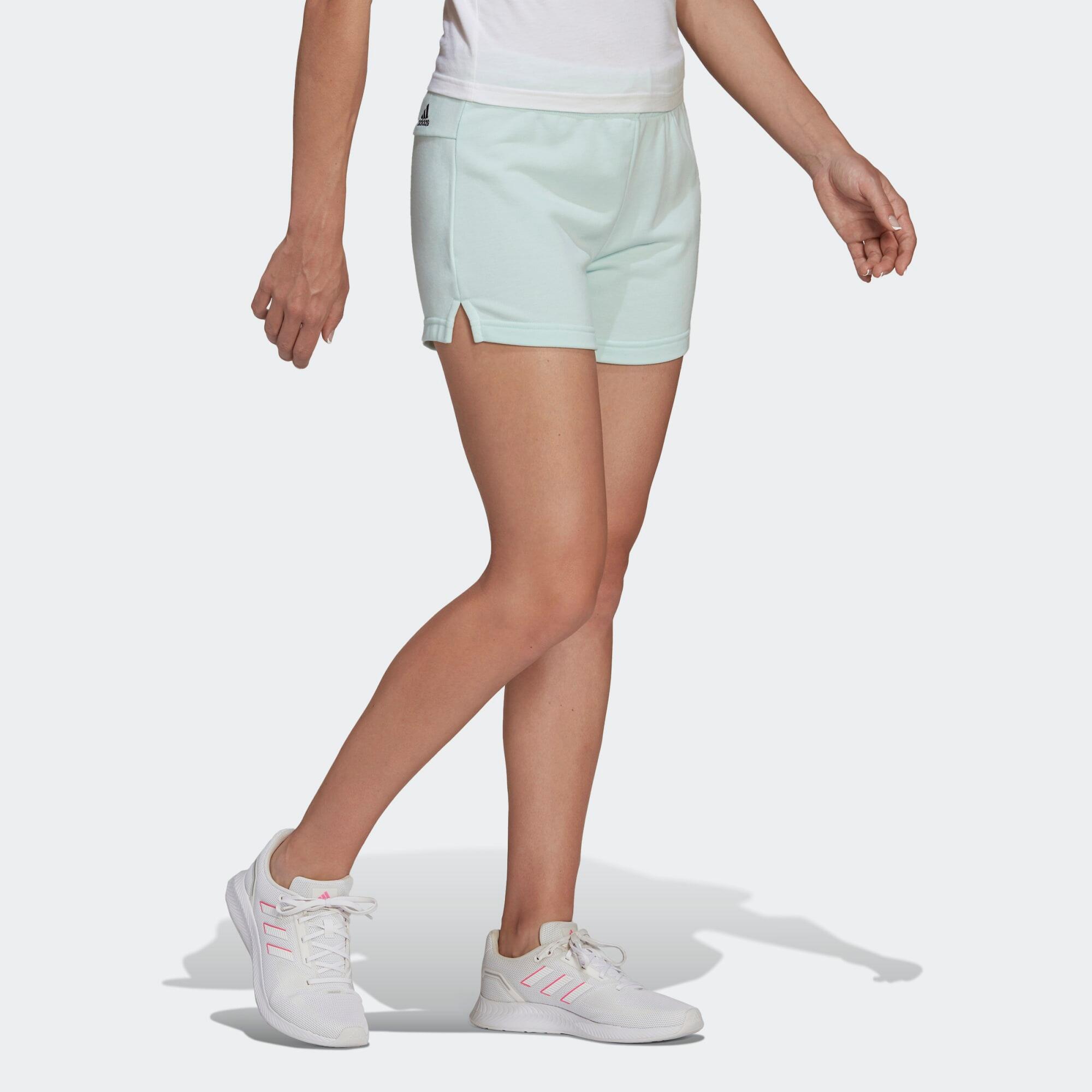 Pantaloncini donna fitness Adidas LINEAR misto cotone verdi chiari ADIDAS |  DECATHLON