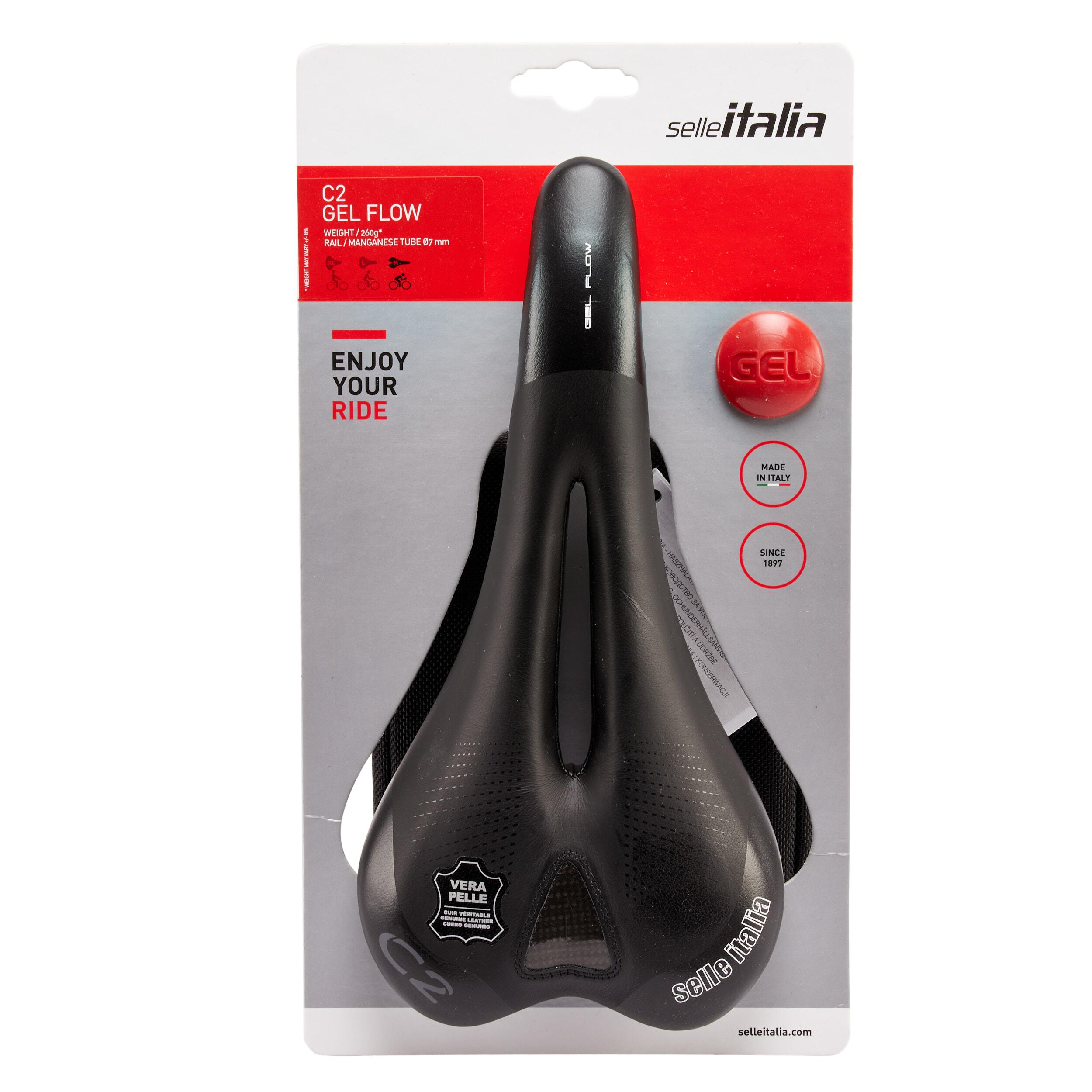 Sella bici Selle Italia C2 GEL FLOW nera SELLE ITALIA | DECATHLON