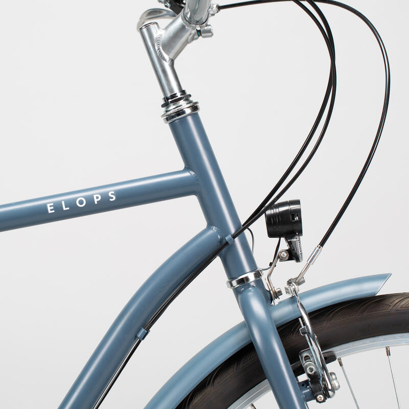 Bicicleta urbana clásica 28 pulgadas 6V cuadro alto Elops 120 azul
