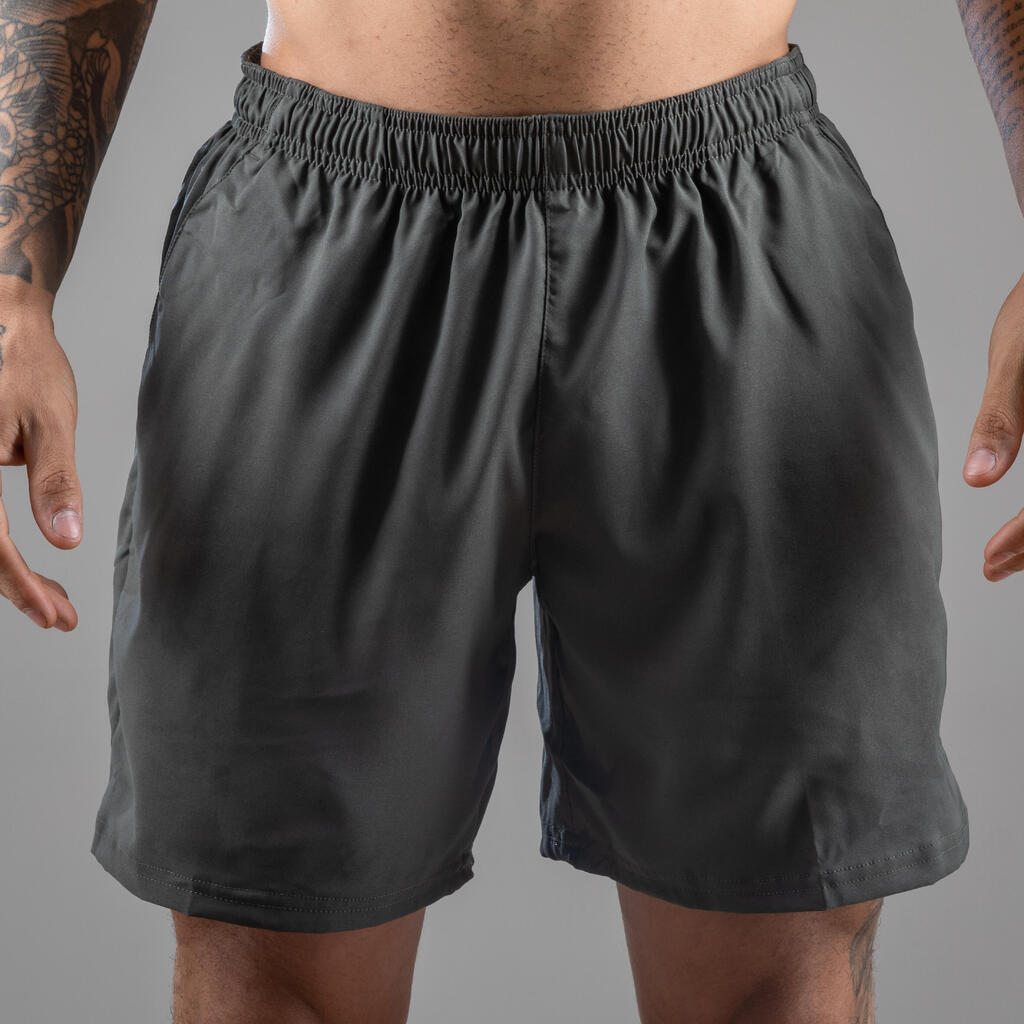 Short de fitness basic respirant homme - khaki