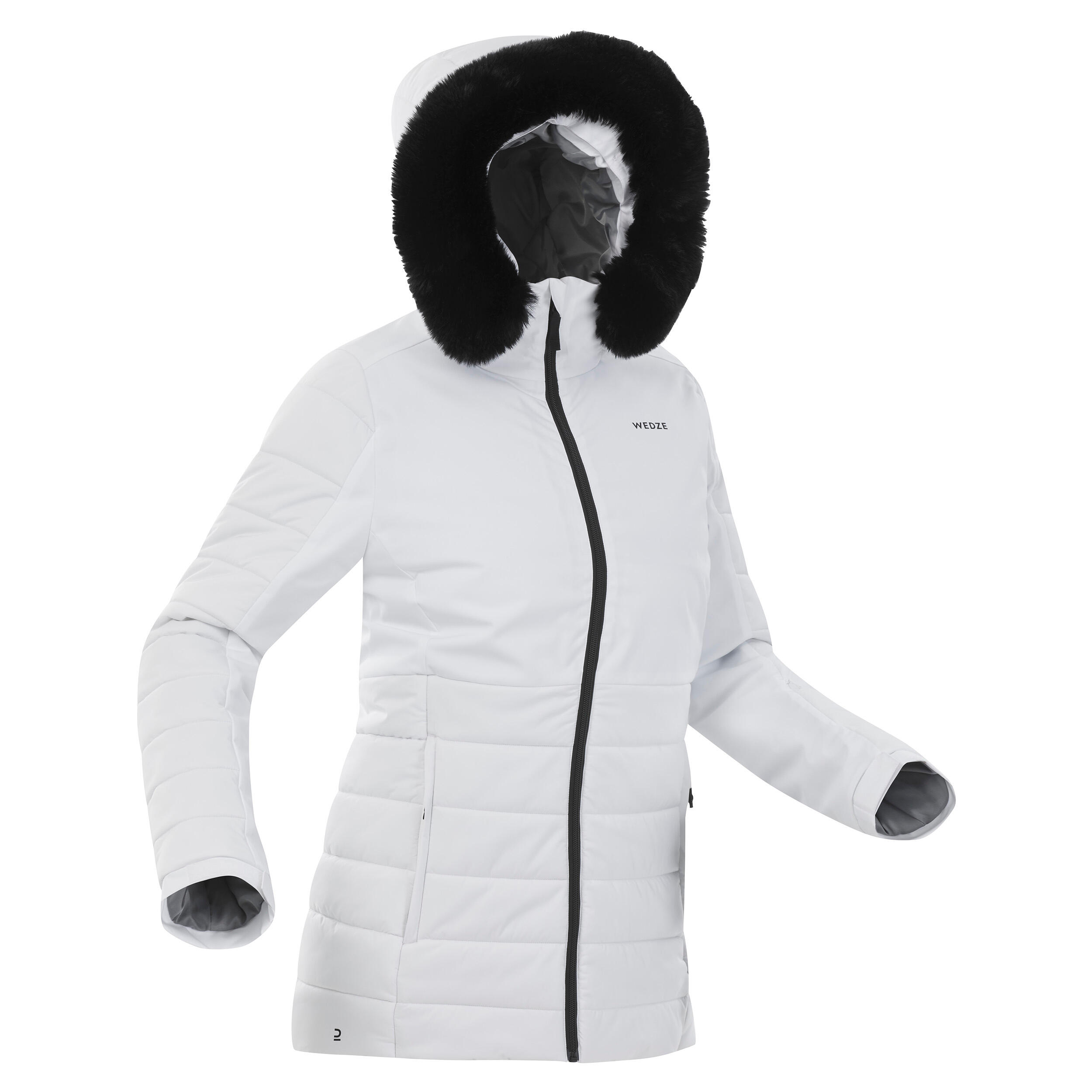 Women's Mid-Length Warm Ski Jacket - 100 - White