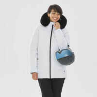 Women’s Mid-Length Warm Ski Jacket 100 - White