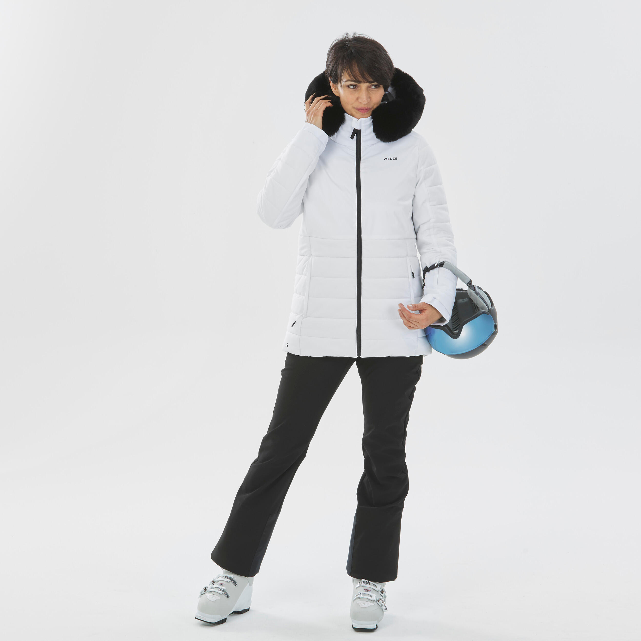 Women’s Mid-Length Warm Ski Jacket 100 - White 7/13