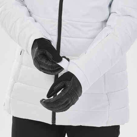 Moteriška šilta vidutinio ilgio slidinėjimo striukė „100“, balta