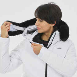 Women's Mid-Length Warm Ski Jacket 100 - White