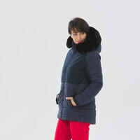 Women’s Mid-Length Warm Ski Jacket 100 - Navy