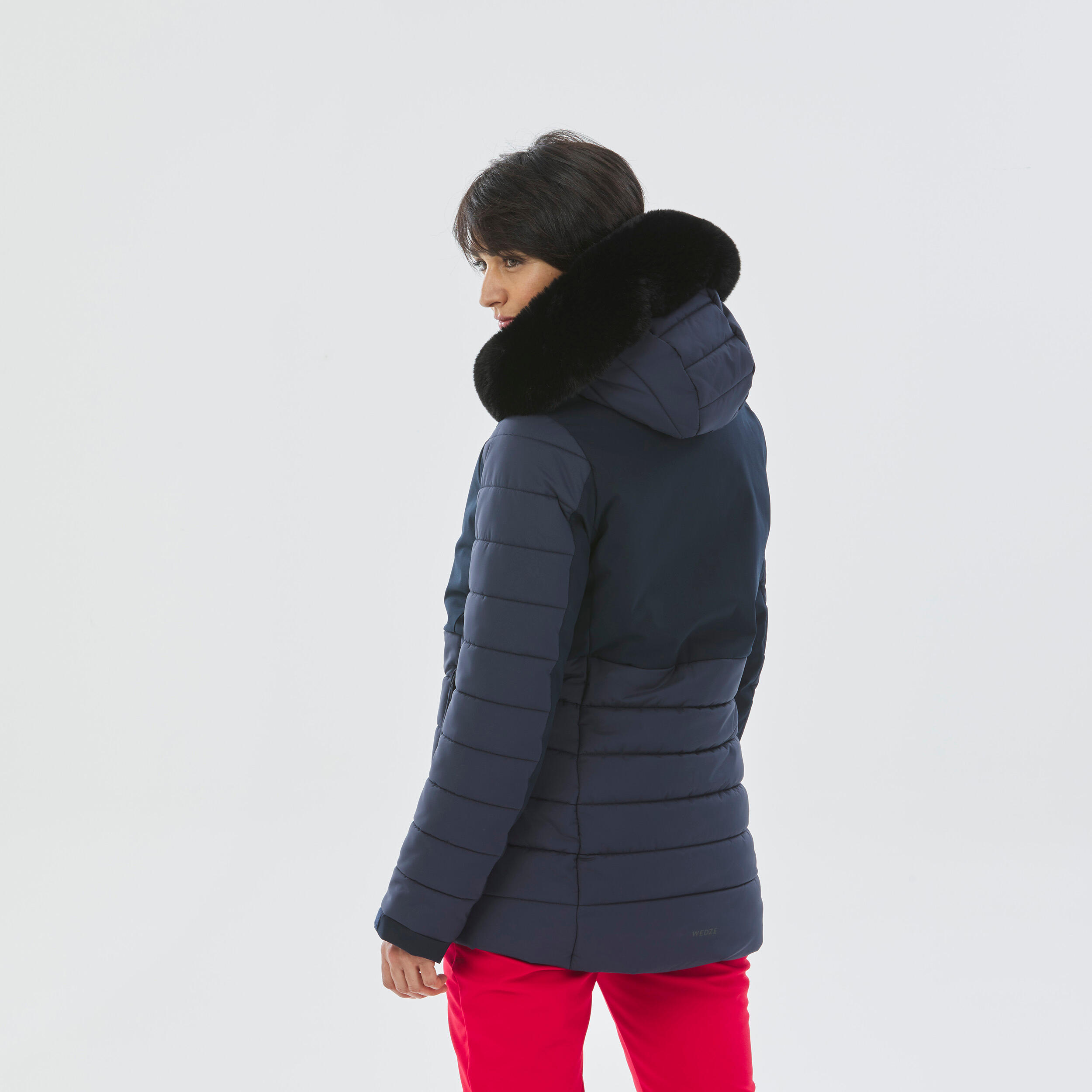 Women’s MidLength Ski Jacket Warm 100 Navy Asphalt blue‎ Wedze