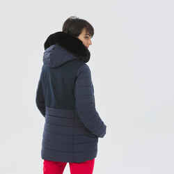 Γυναικείο, ζεστό μπουφάν σκι μεσαίου μήκους 100 - Μπλε μαρίν