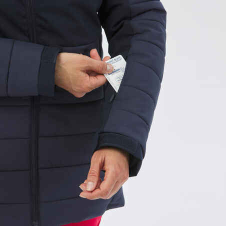 Women’s Mid-Length Warm Ski Jacket 100 - Navy Blue