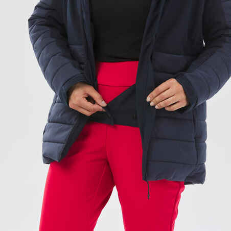 Women’s Mid-Length Warm Ski Jacket 100 - Navy Blue