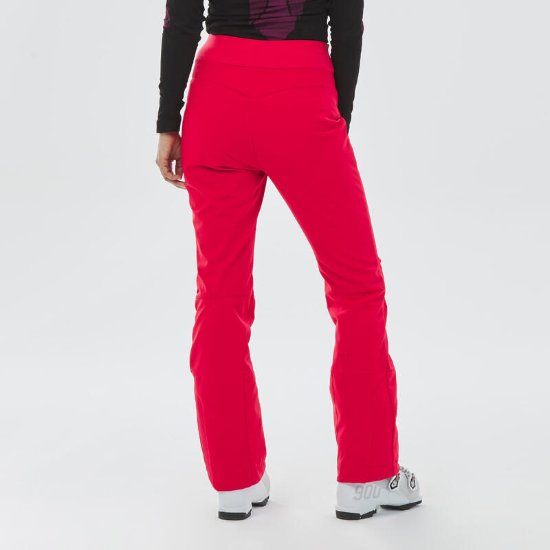 Pantaloni sci donna 500 SLIM rossi