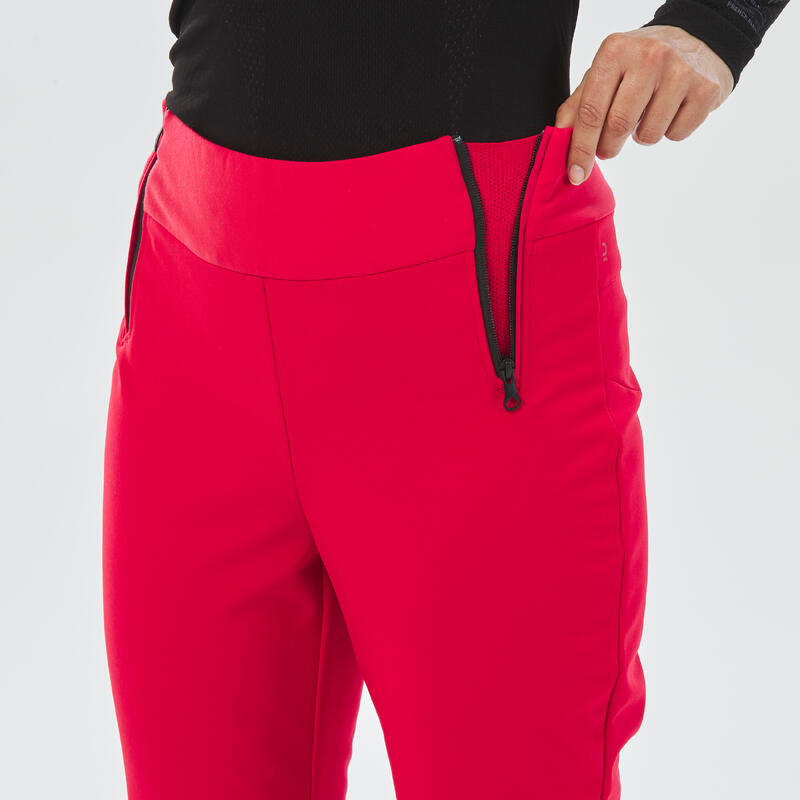 Pantalon de ski chaud et ajusté femme, 500 rouge