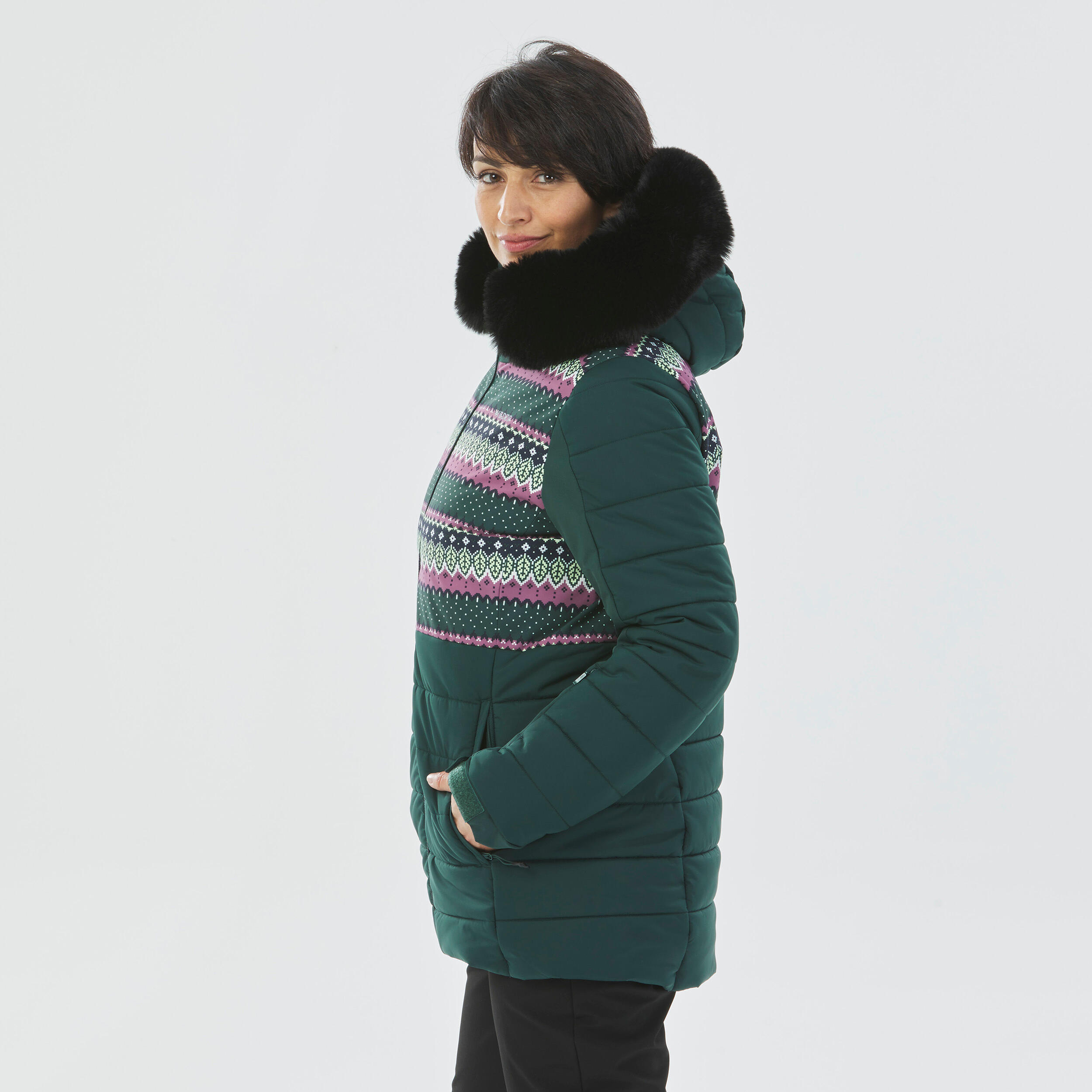 Veste de ski chaude mi-longue femme 100 - motifs 2/15