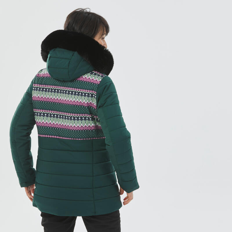 Veste de ski chaude mi-longue femme 100 - motifs