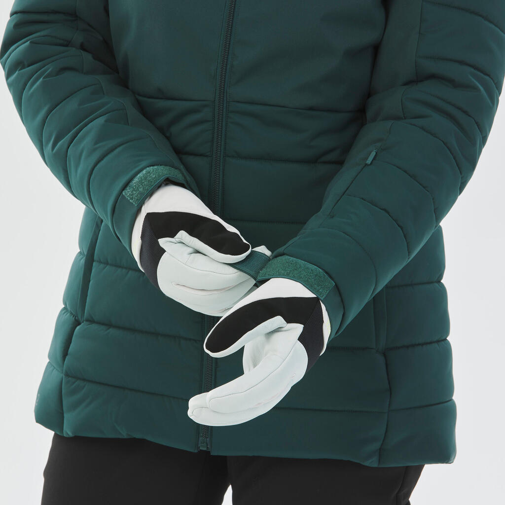 Women's Mid-Length Warm Ski Jacket 100 - Green