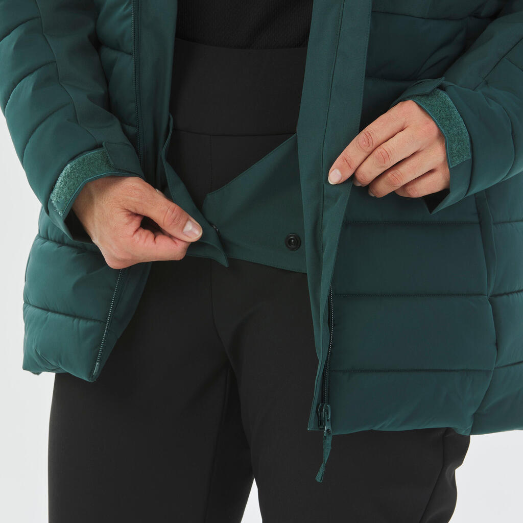 Women's Mid-Length Warm Ski Jacket 100 - Green