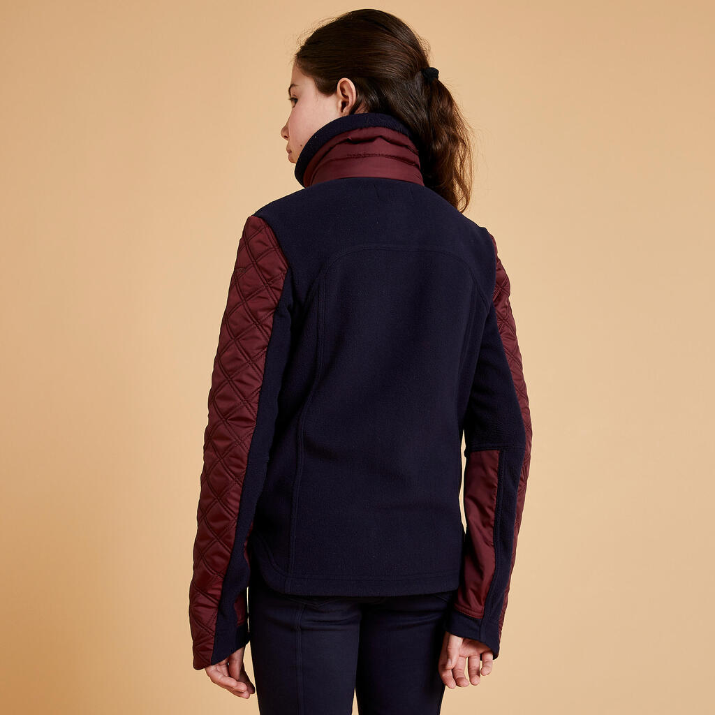 Reit-Fleecejacke 500 Warm Kinder bordeaux/marineblau