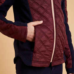 Kids' Horse Riding Bi-Material Warm Fleece 500 - Burgundy/Navy