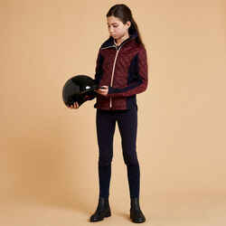 Kids' Horse Riding Bi-Material Warm Fleece 500 - Burgundy/Navy