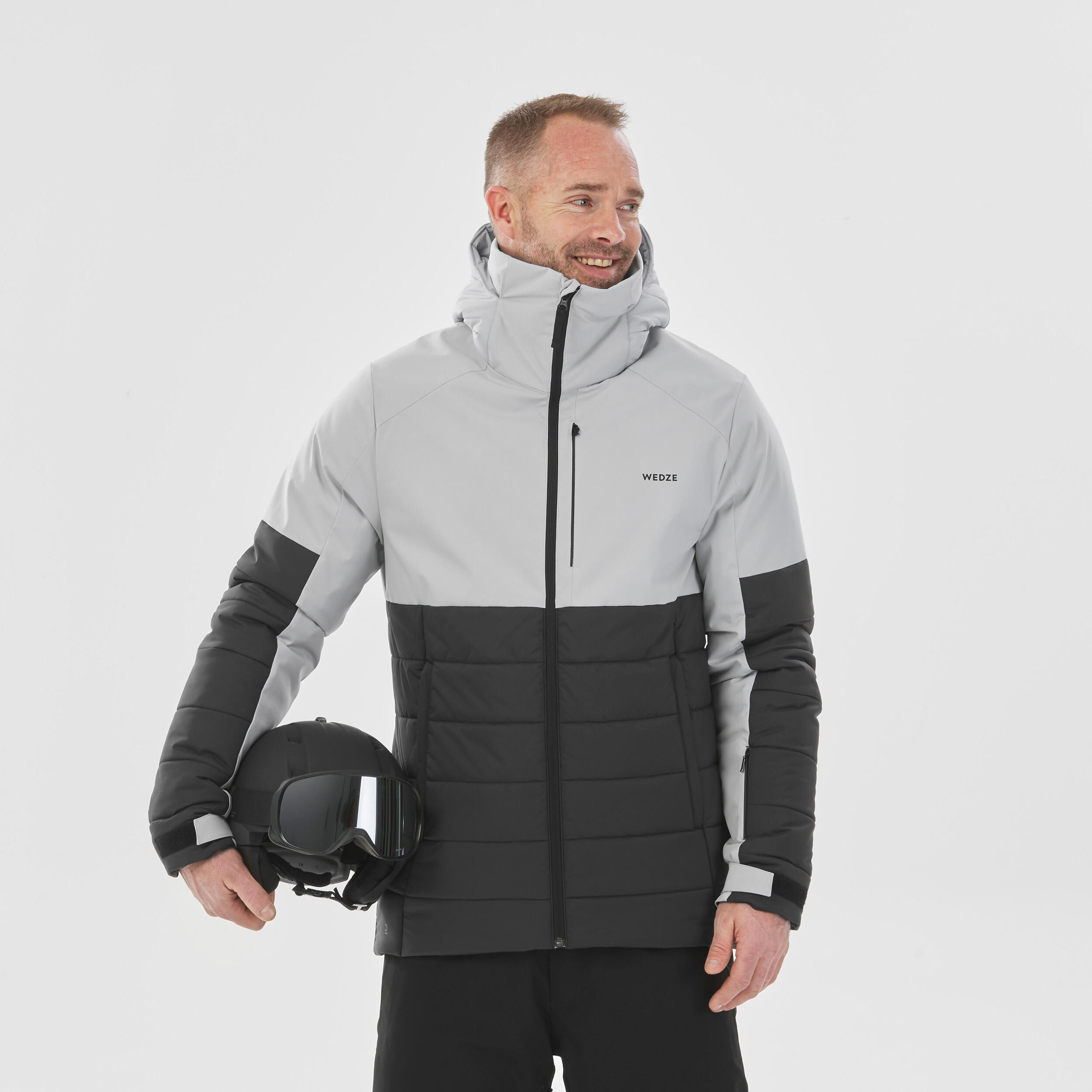 Men's Mid-Length Warm Ski Jacket 100 - Grey/Black 11/12