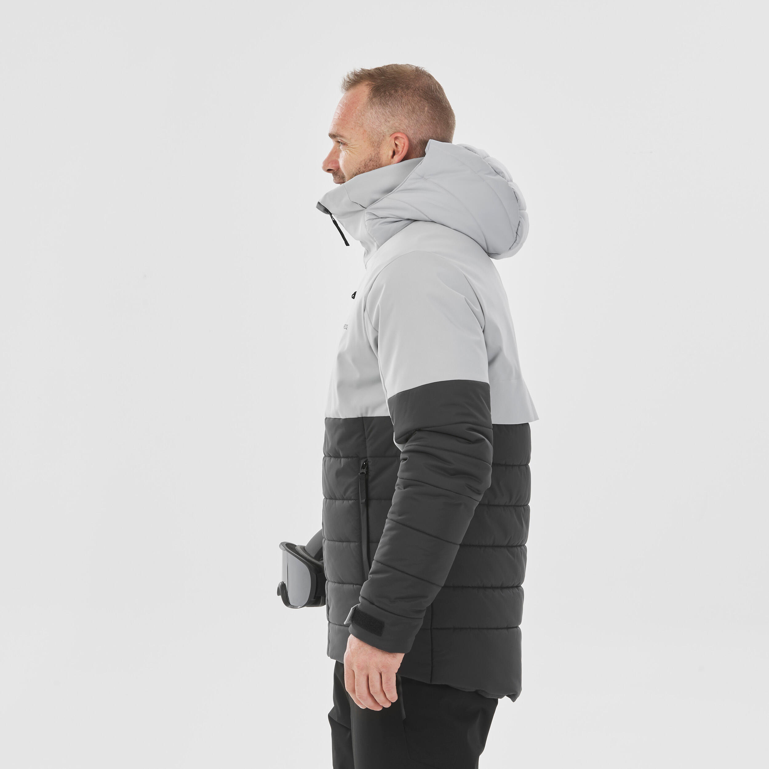 Men's Mid-Length Warm Ski Jacket 100 - Grey/Black 9/12