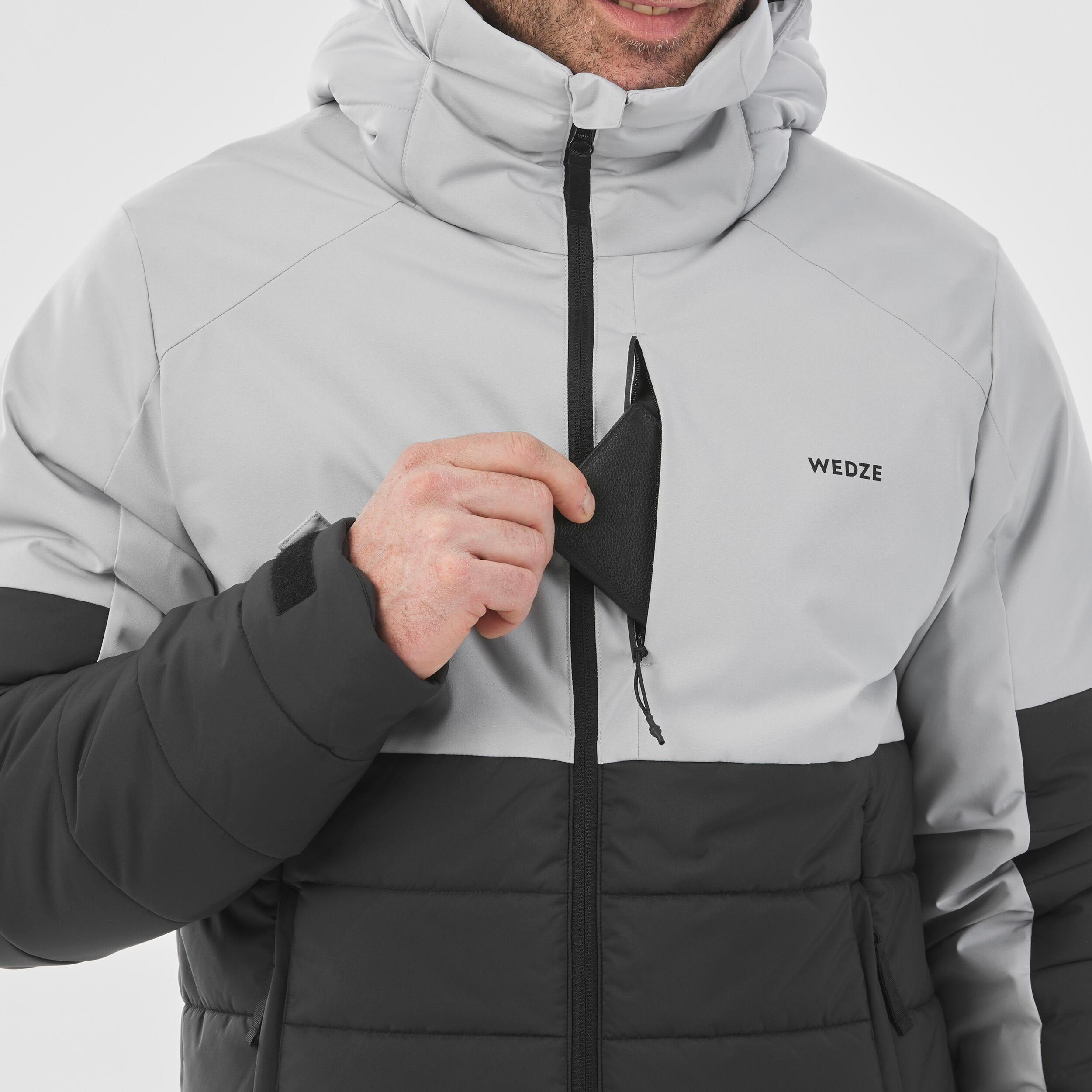 Men's Mid-Length Warm Ski Jacket 100 - Grey/Black 5/12