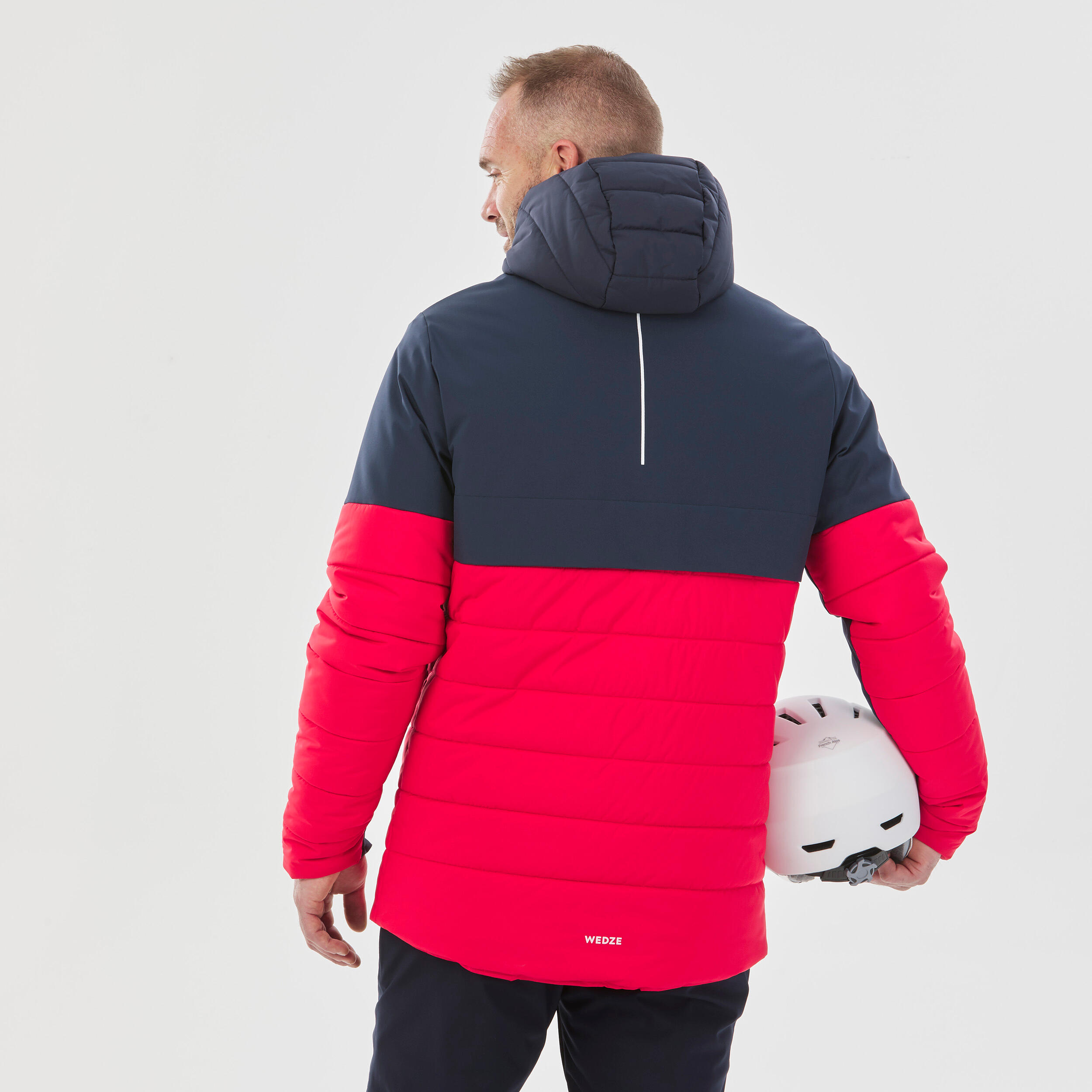 Men’s mid-length warm ski and snowboard jacket, 100 - Navy/Red 9/11