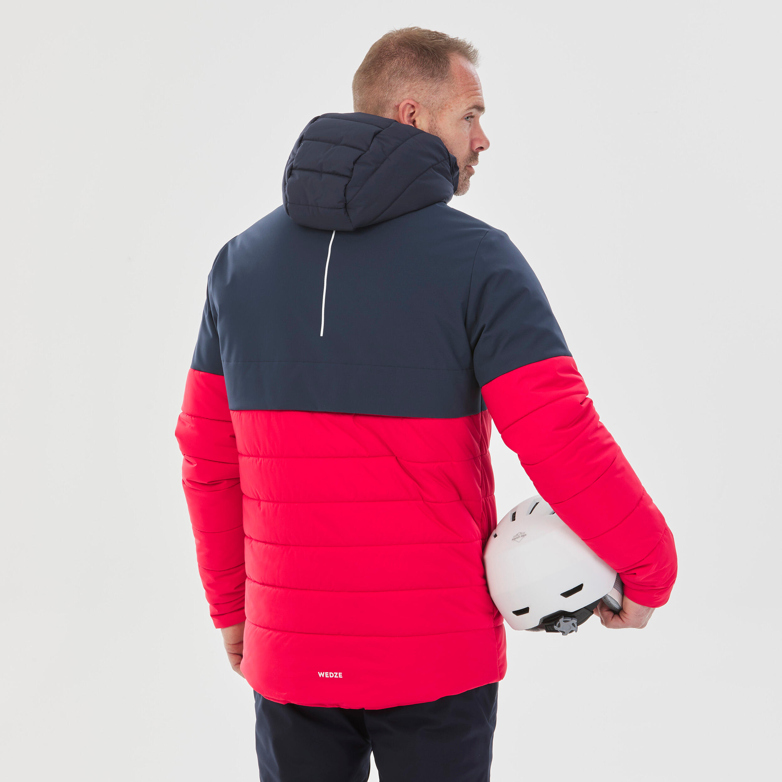 Men’s mid-length warm ski and snowboard jacket, 100 - Navy/Red 8/11