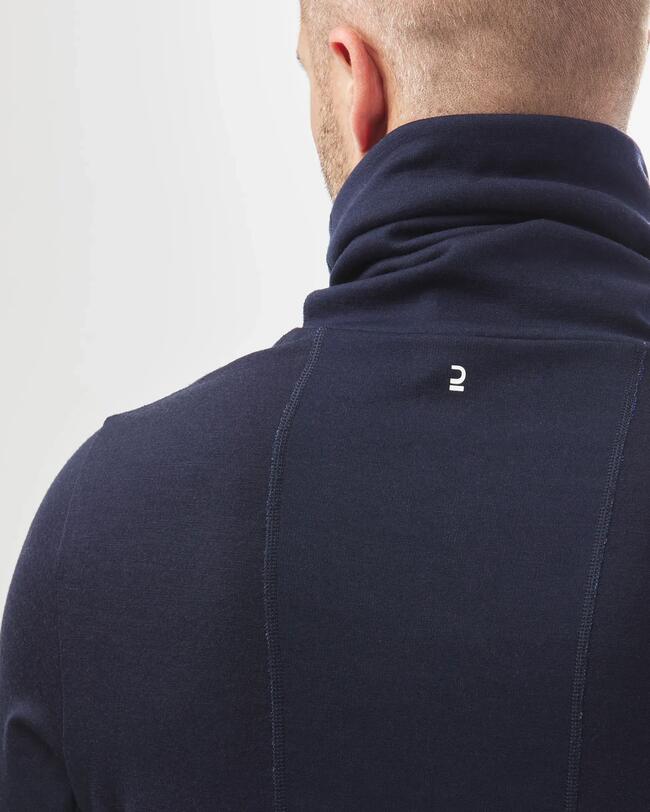Camiseta interior de esquí para hombre - Cuello alto de lana BL 900 - Azul marino