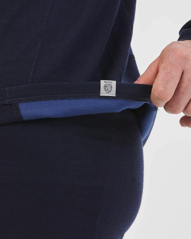 Camiseta interior de esquí para hombre - Cuello alto de lana BL 900 - Azul marino
