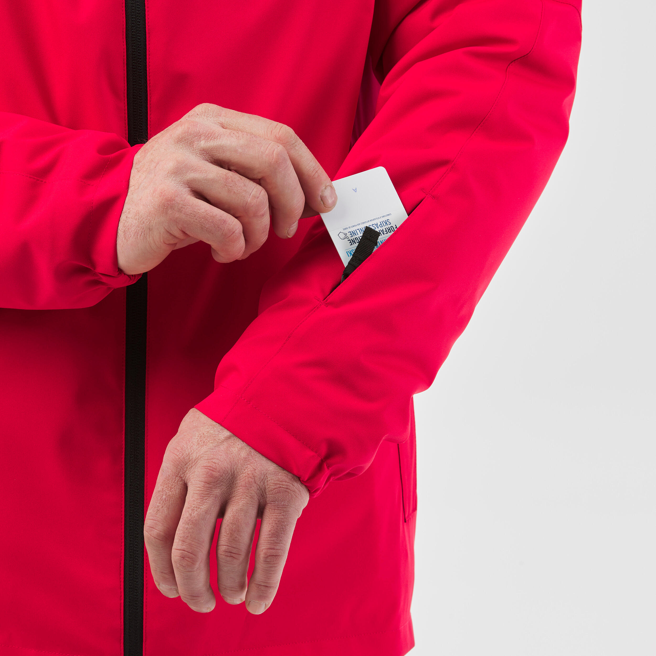 Men’s warm and waterproof ski and snowboard jacket, 100 Red 5/8