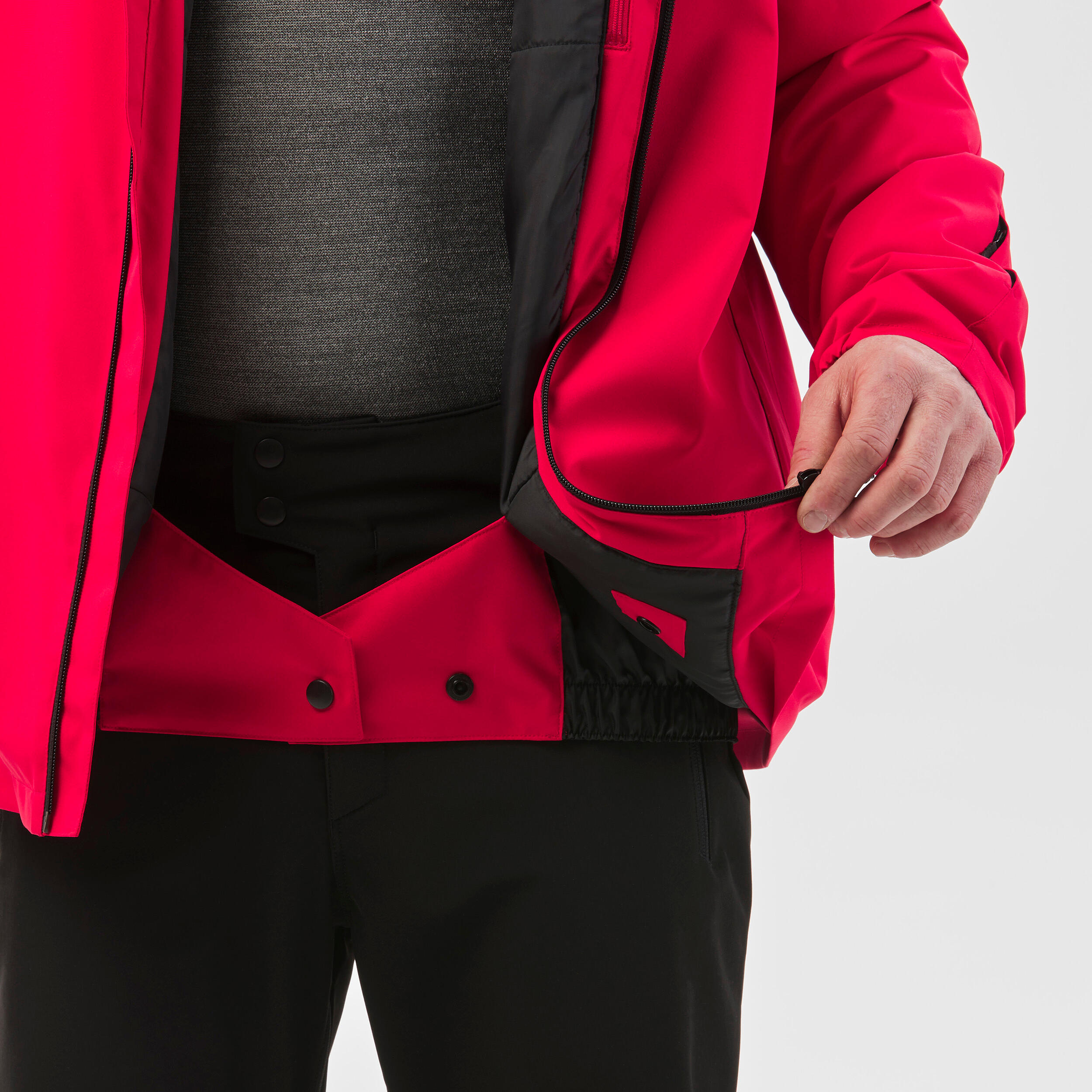 Men’s warm and waterproof ski and snowboard jacket, 100 Red 8/8