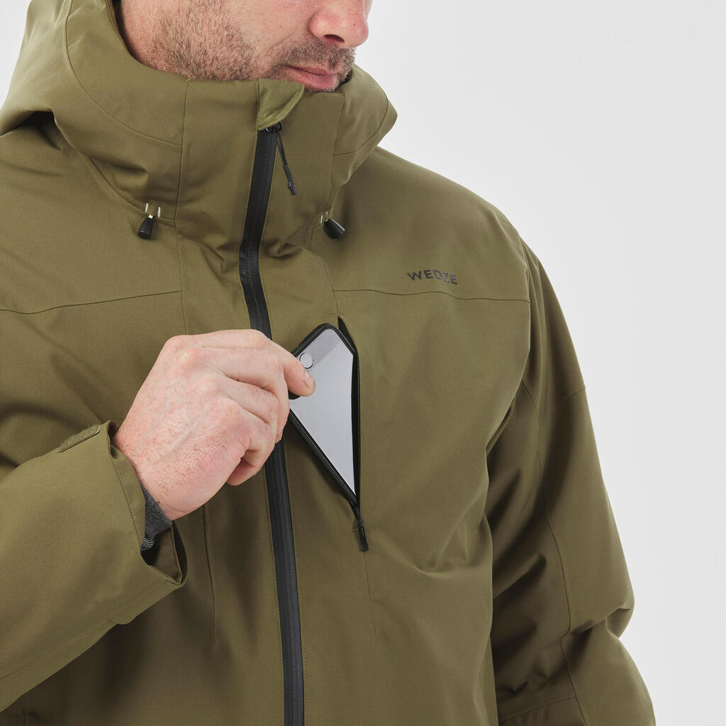 Men's warm and waterproof ski and snowboard jacket, JKT 500 blue