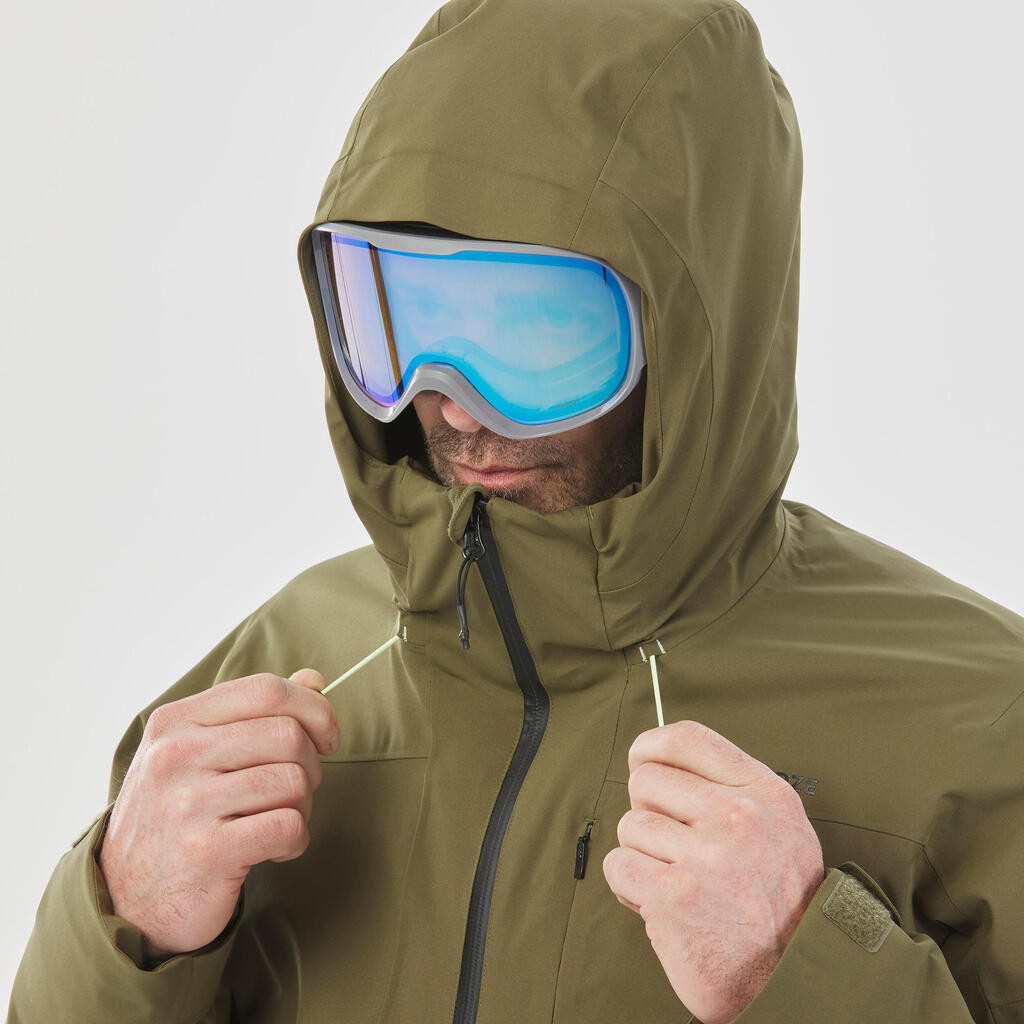 Men's warm and waterproof ski and snowboard jacket, JKT 500 blue