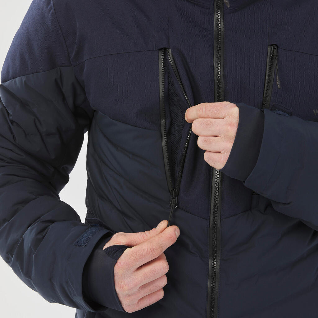 MEN’S WARM PADDED SKI JACKET 900 NAVY BLUE