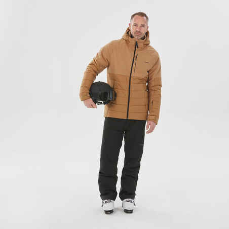 Men’s Mid-Length Warm Ski Jacket 100 - Brown
