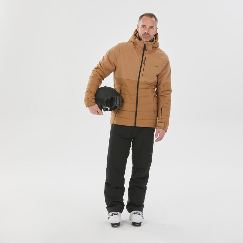 Veste de ski chaude mi-longue homme 100 -marron