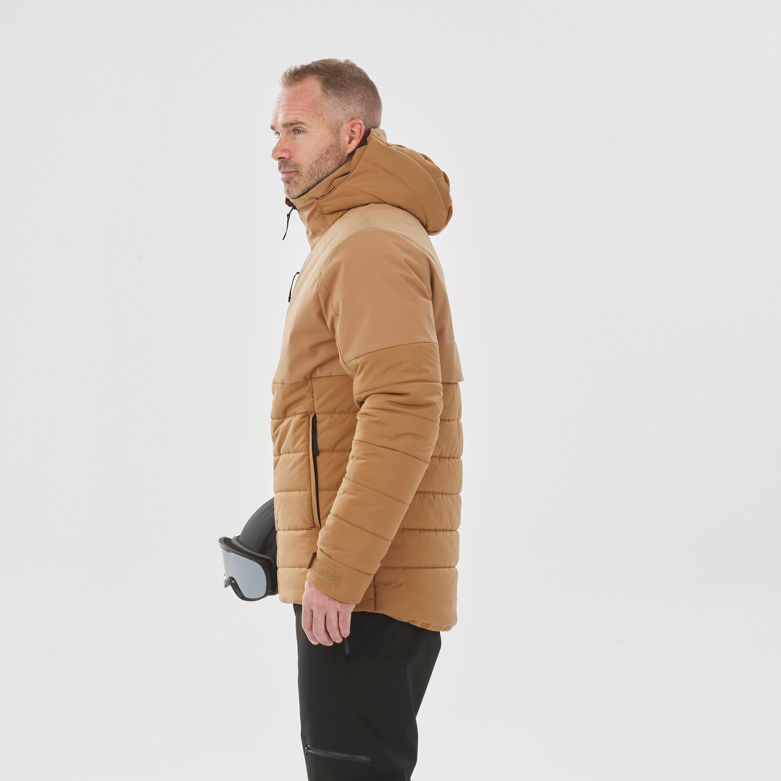 Men’s warm mid-length ski and snowboard jacket,  100 - Brown 2/11