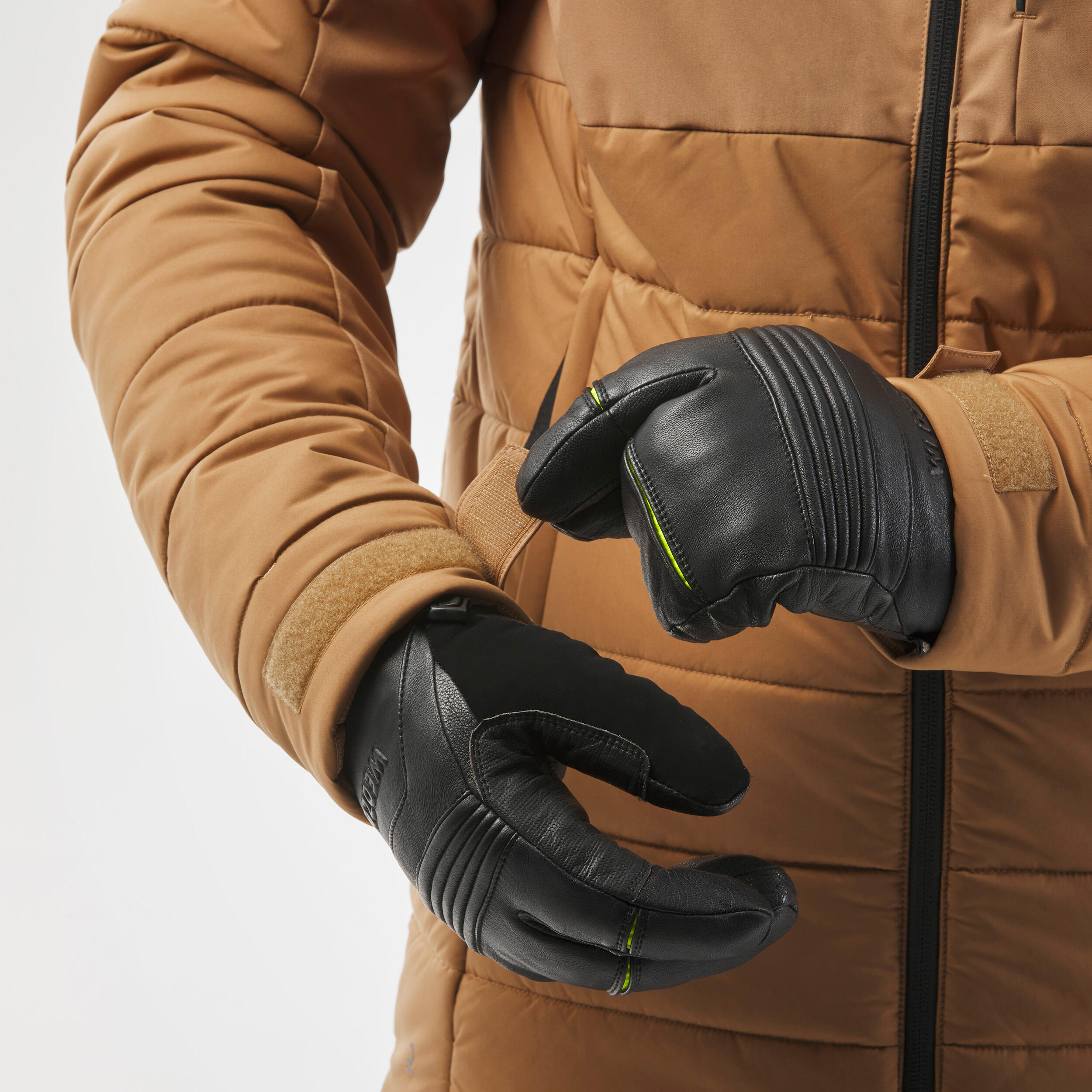 Men’s warm mid-length ski and snowboard jacket,  100 - Brown 7/11