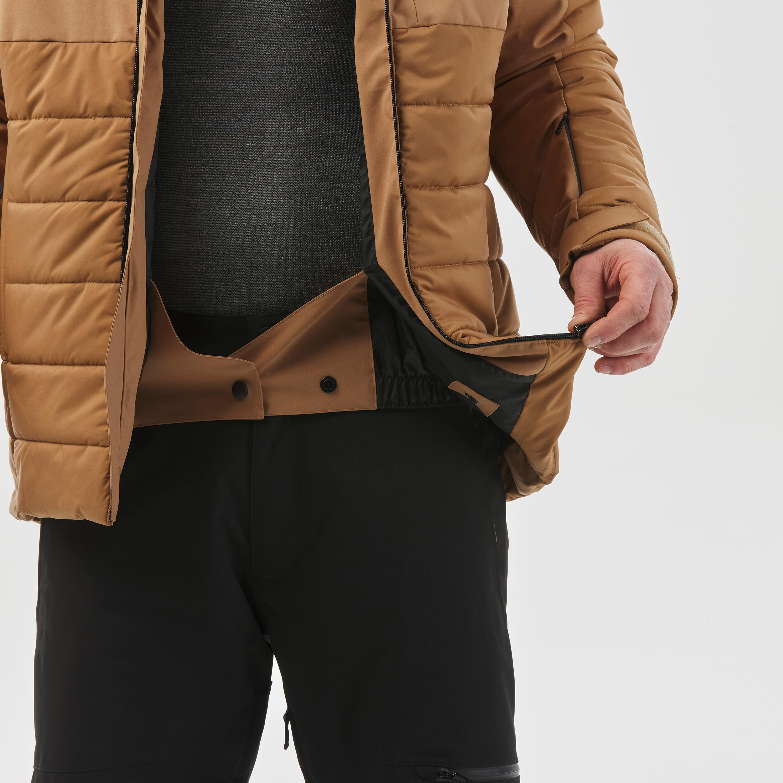 Men’s warm mid-length ski and snowboard jacket,  100 - Brown 8/11