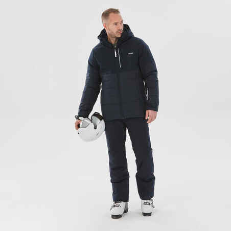 Men's Mid-Length Warm Ski Jacket 100 Navy Blue