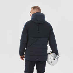 Men's Mid-Length Warm Ski Jacket 100 Navy Blue