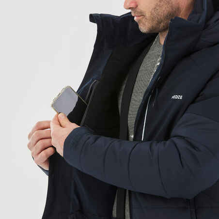 Men's Mid-Length Warm Ski Jacket 100 Navy Blue