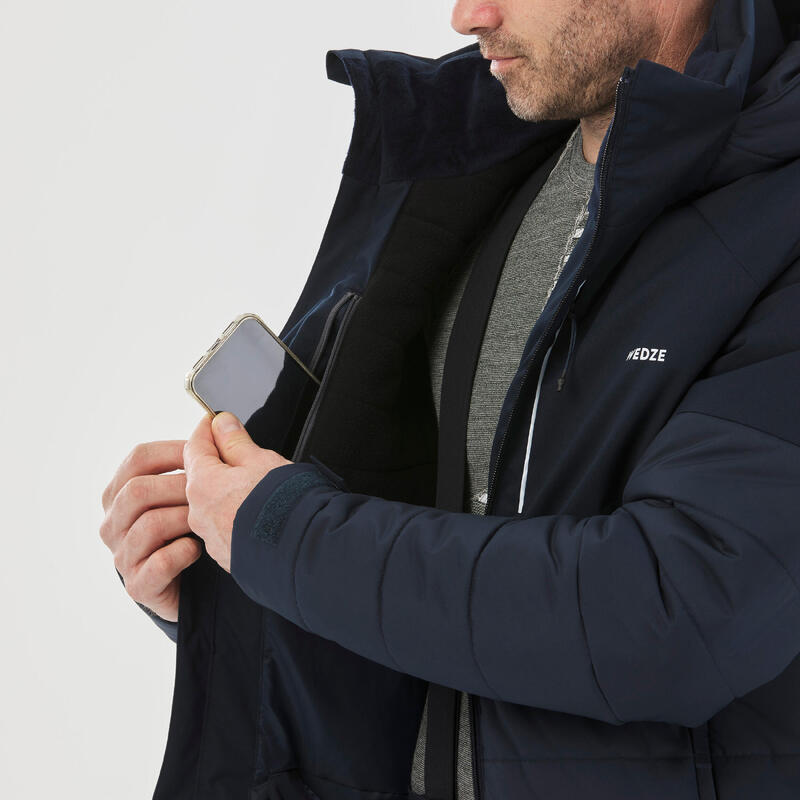 Veste de ski chaude mi-longue homme 100 -bleue marine