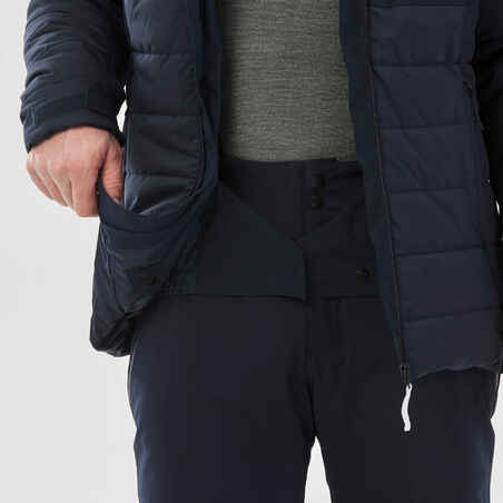 Men's Mid-Length Warm Ski Jacket 100 Navy Blue