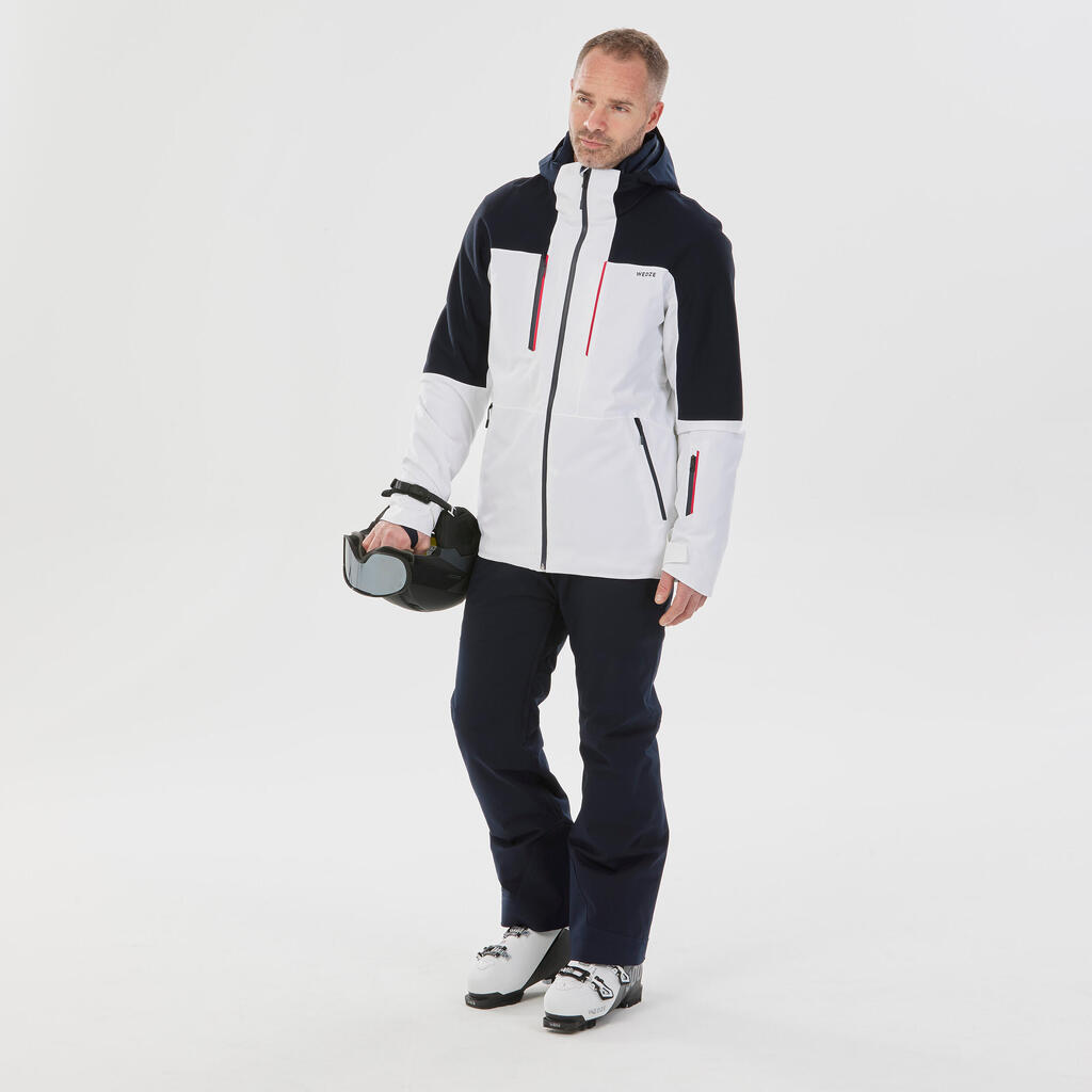 PARKA DE SKI HOMBRE 500 SPORT BLANCO Y AZUL MARINO