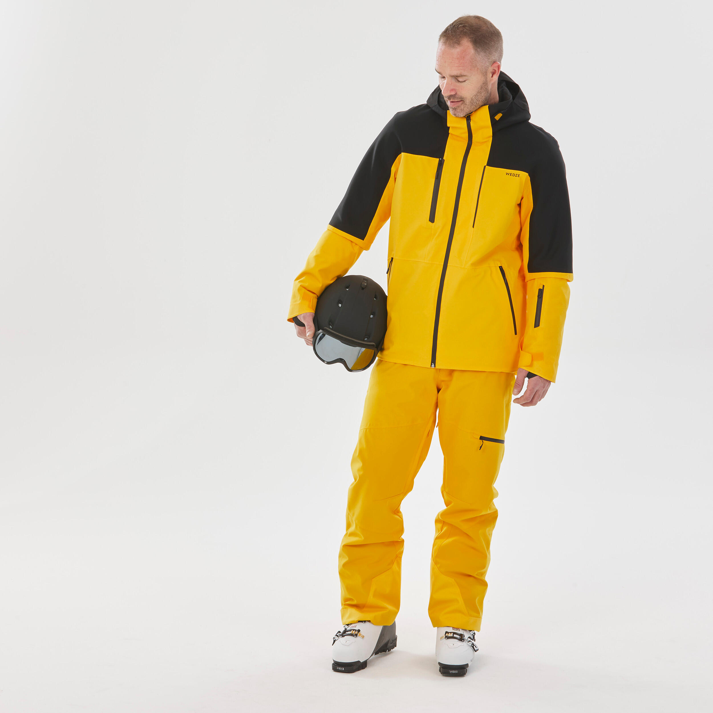 Men's Ski Jacket - 500 SPORT yellow and black