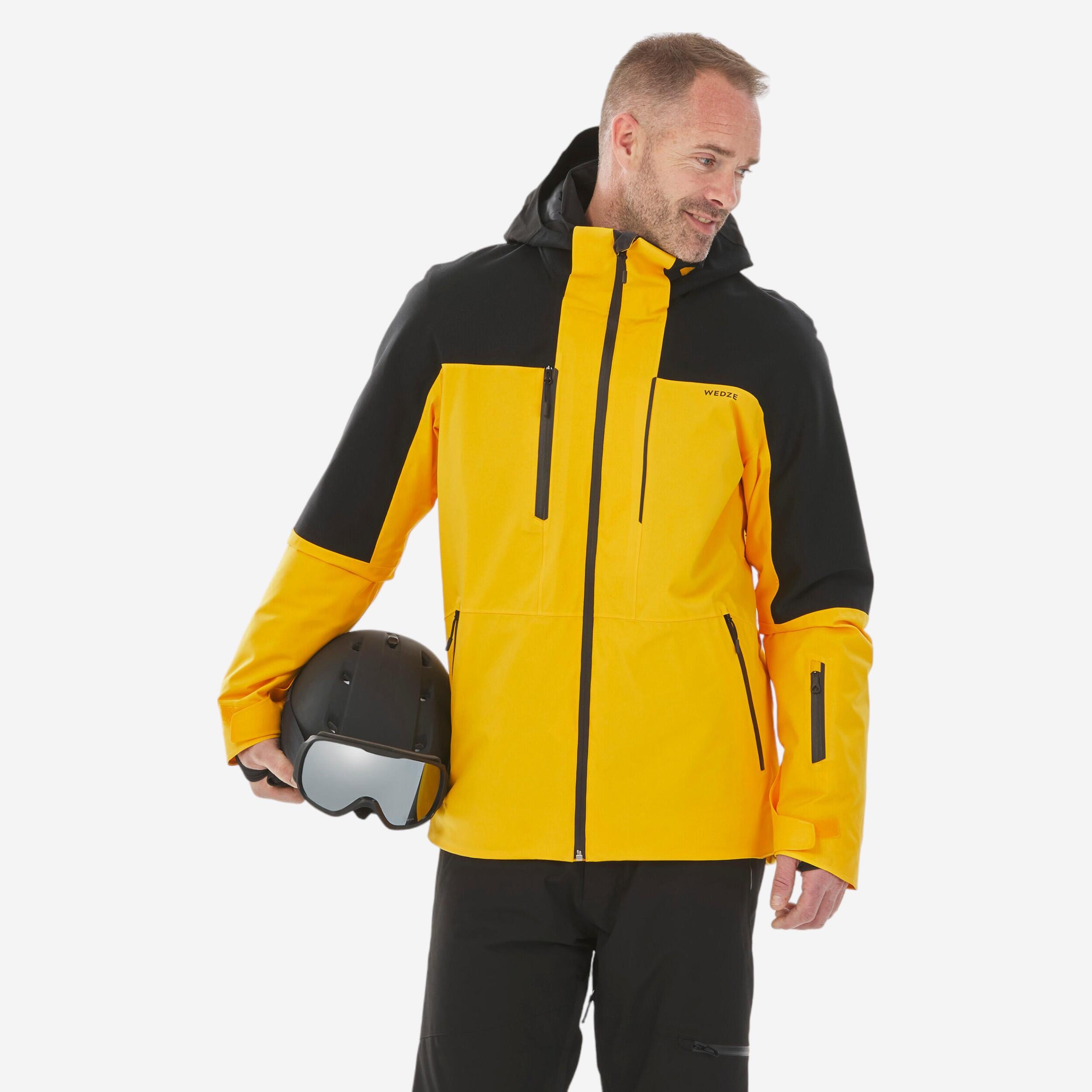 Men's Ski Jacket - 500 SPORT yellow and black