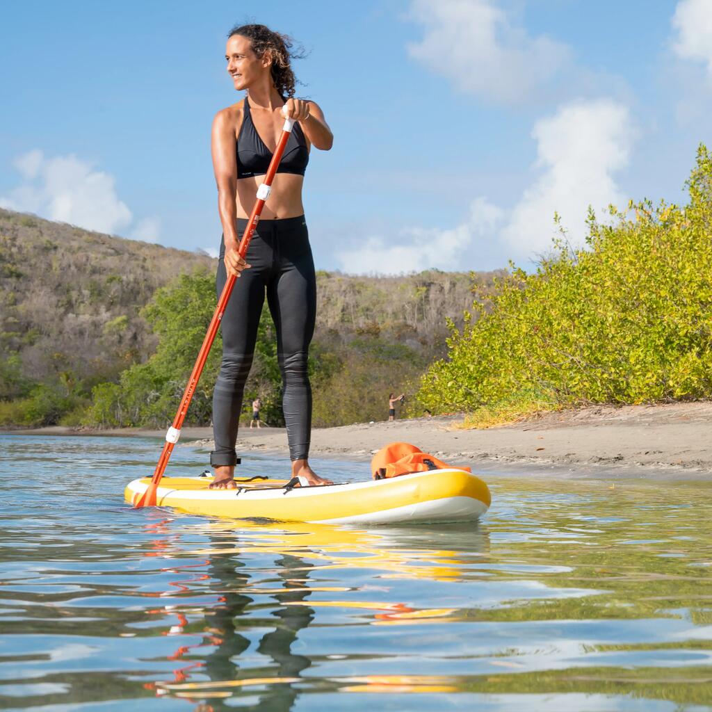 100 COMPACT 8FT (S) INFLATABLE STAND-UP PADDLEBOARD - YELLOW/WHITE (up to 60kg)