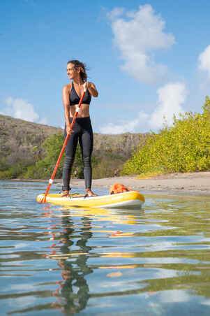 100 COMPACT 8FT (S) INFLATABLE STAND-UP PADDLEBOARD - YELLOW/WHITE (up to 60kg)